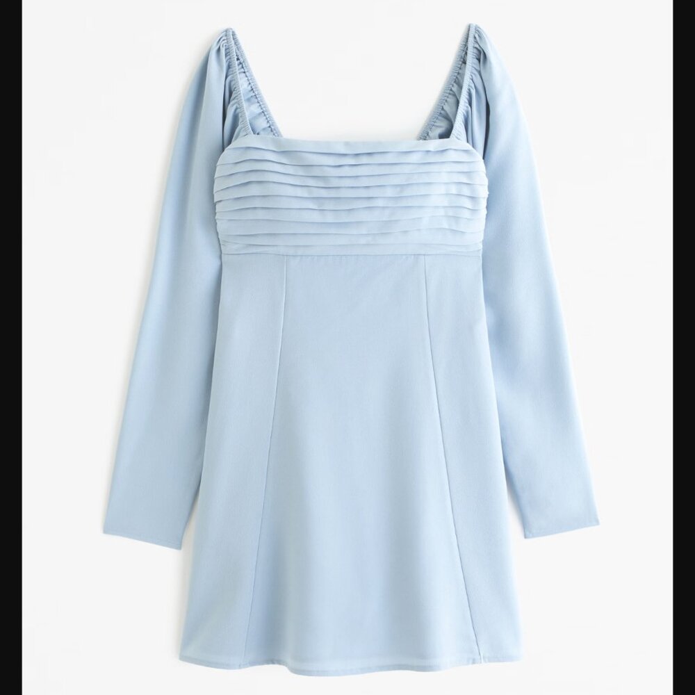 Abercrombie X-Small Petite Blue Emerson Crepe Long-Sleeve Mini Dress